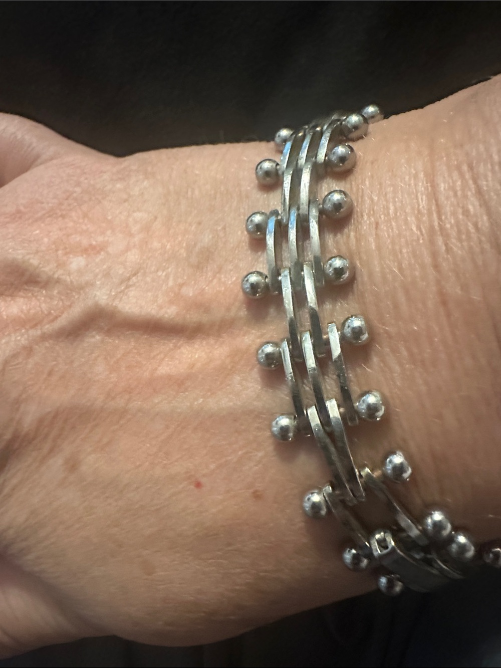 Vintage Modernist Sterling Silver Ball and Bar Gate Link Bracelet 925 
 Classic